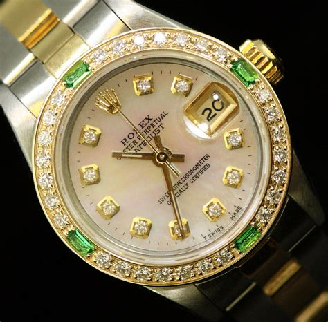 emerald rolex women& 39|Rolex datejust diamond bezel.